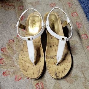 Two Black and White Wedge shoes 6